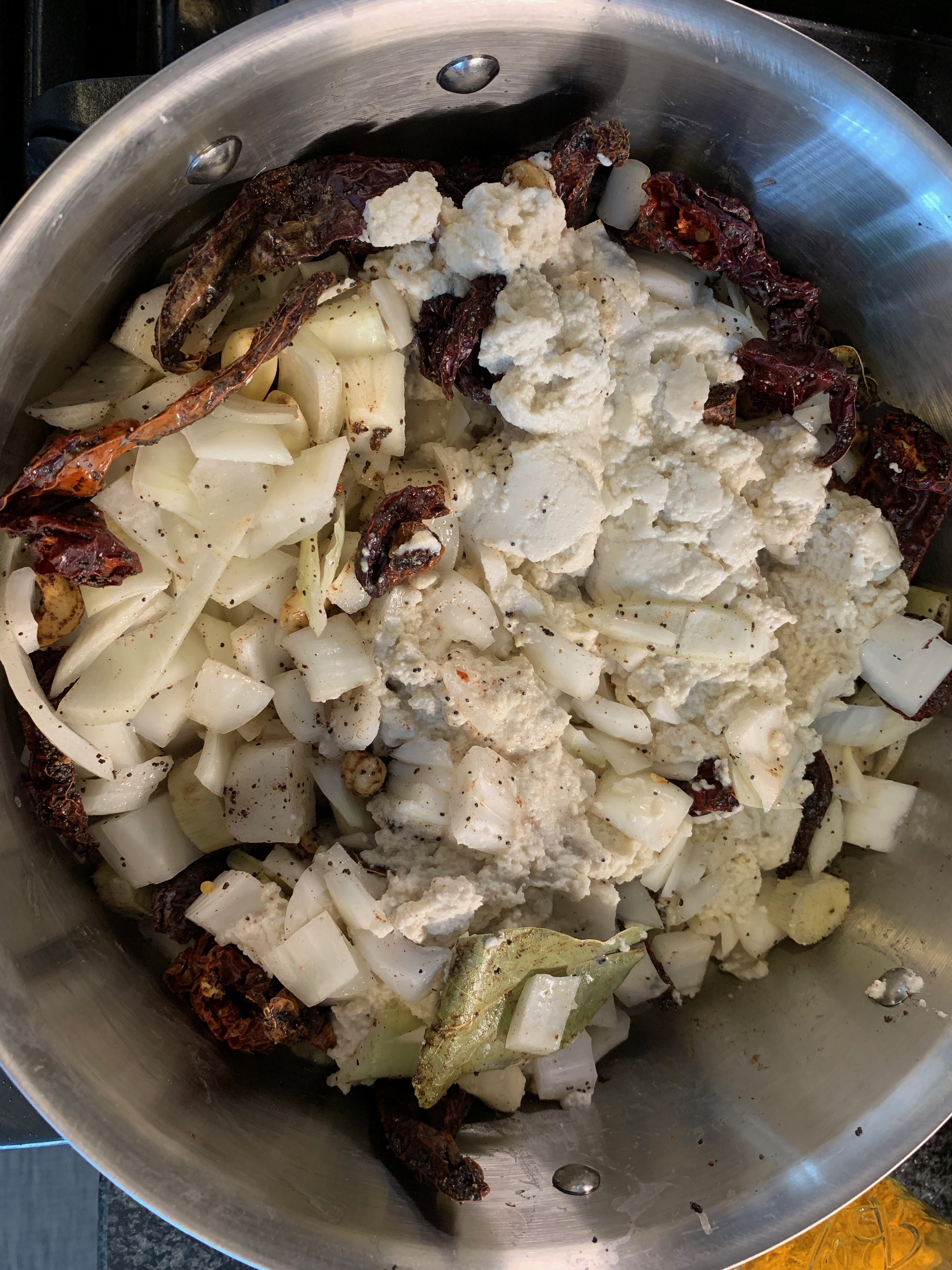 Sauce coming together in the pot