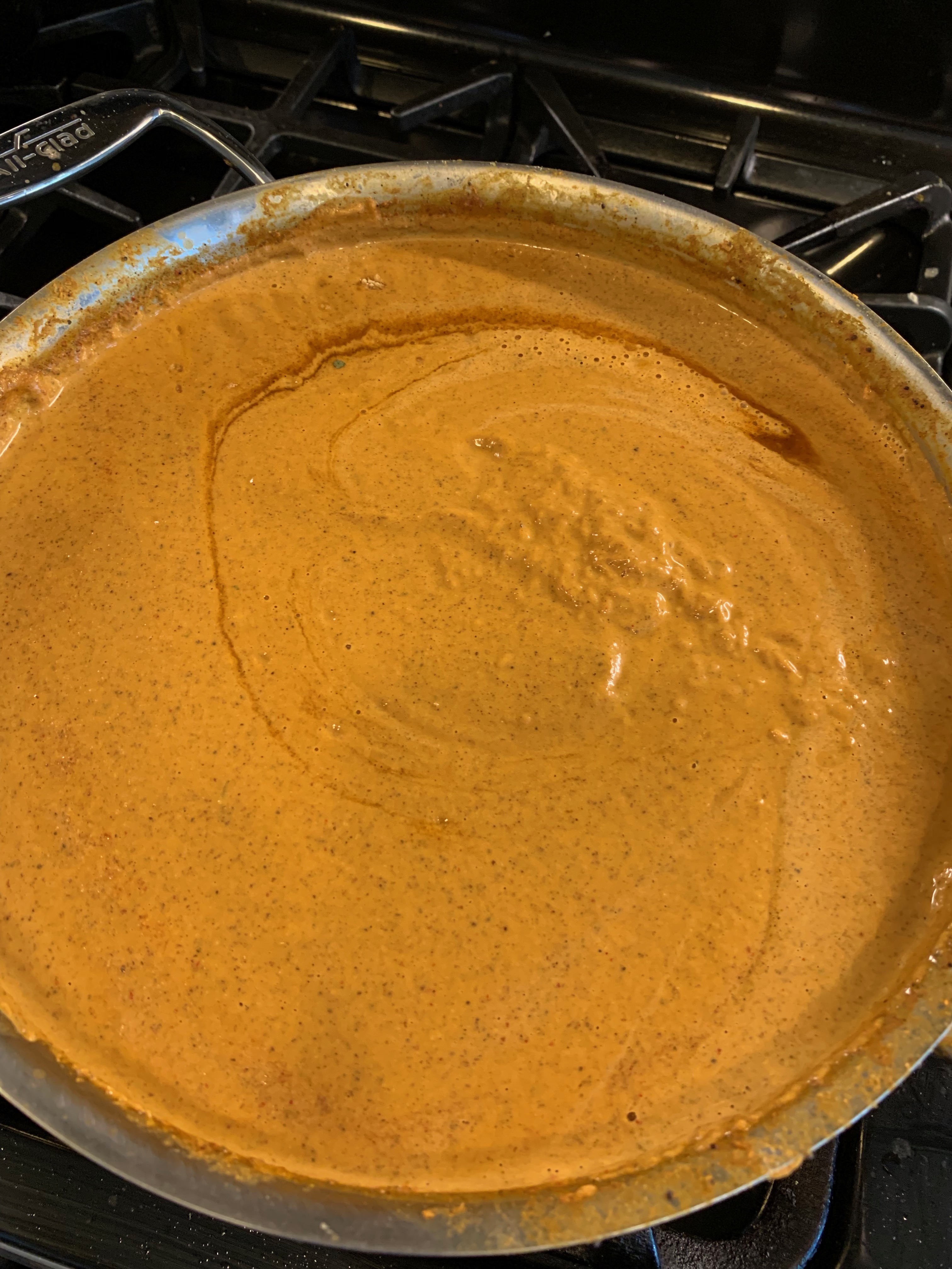 Sauce simmering in the pan